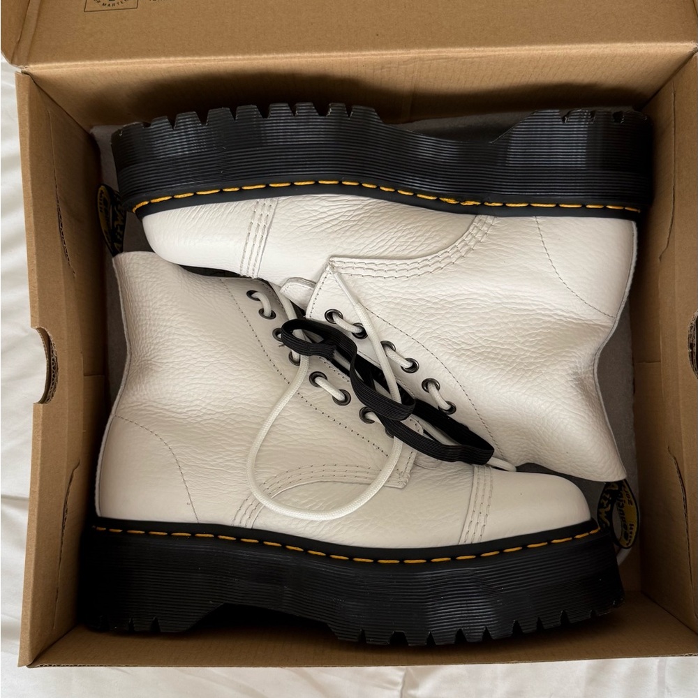 Dr. Martens White Leather Combat Boots